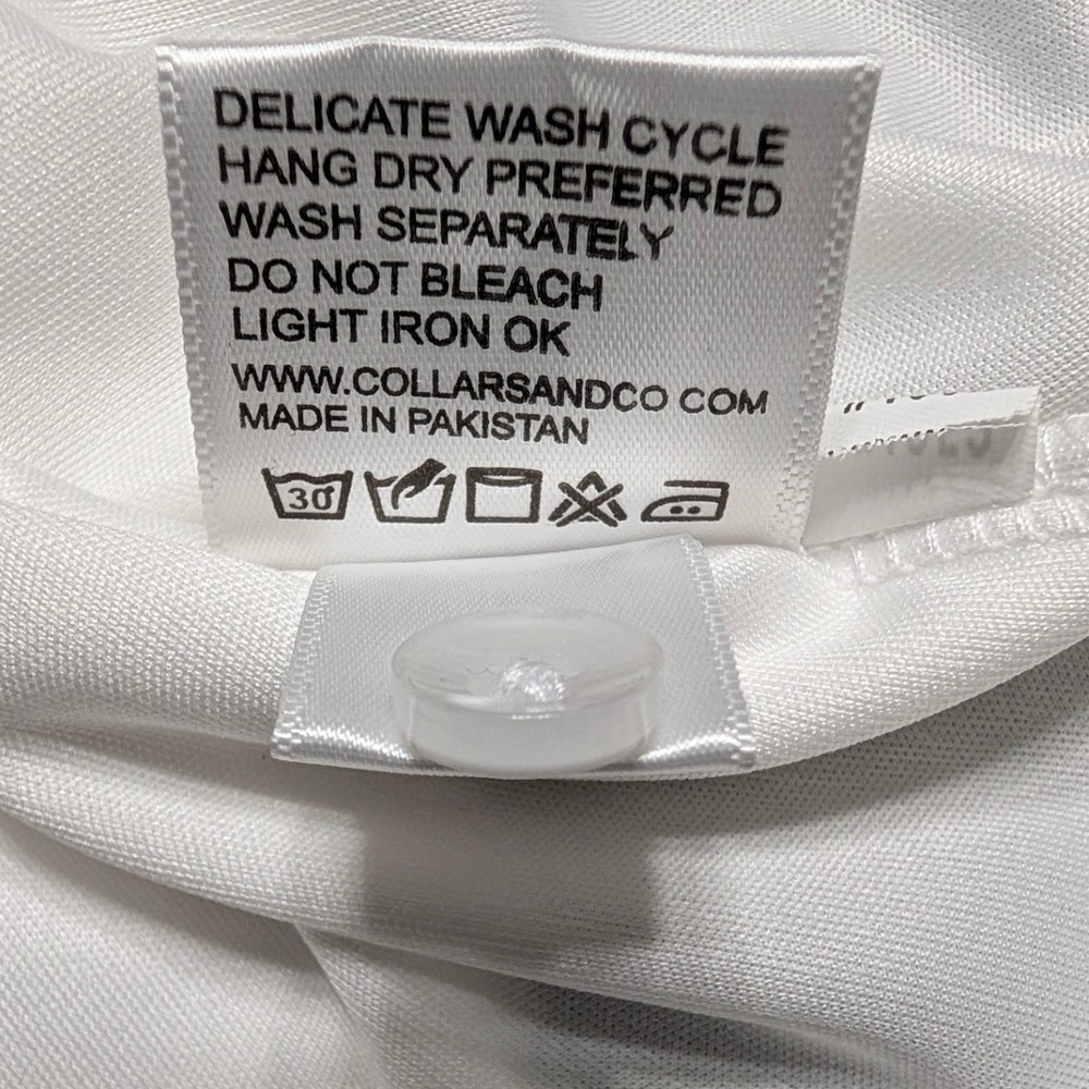 Collars & Co Mens Dress Semi Spread Collar Polo Shirt White Short Sleeve Small - Picture 10 of 13